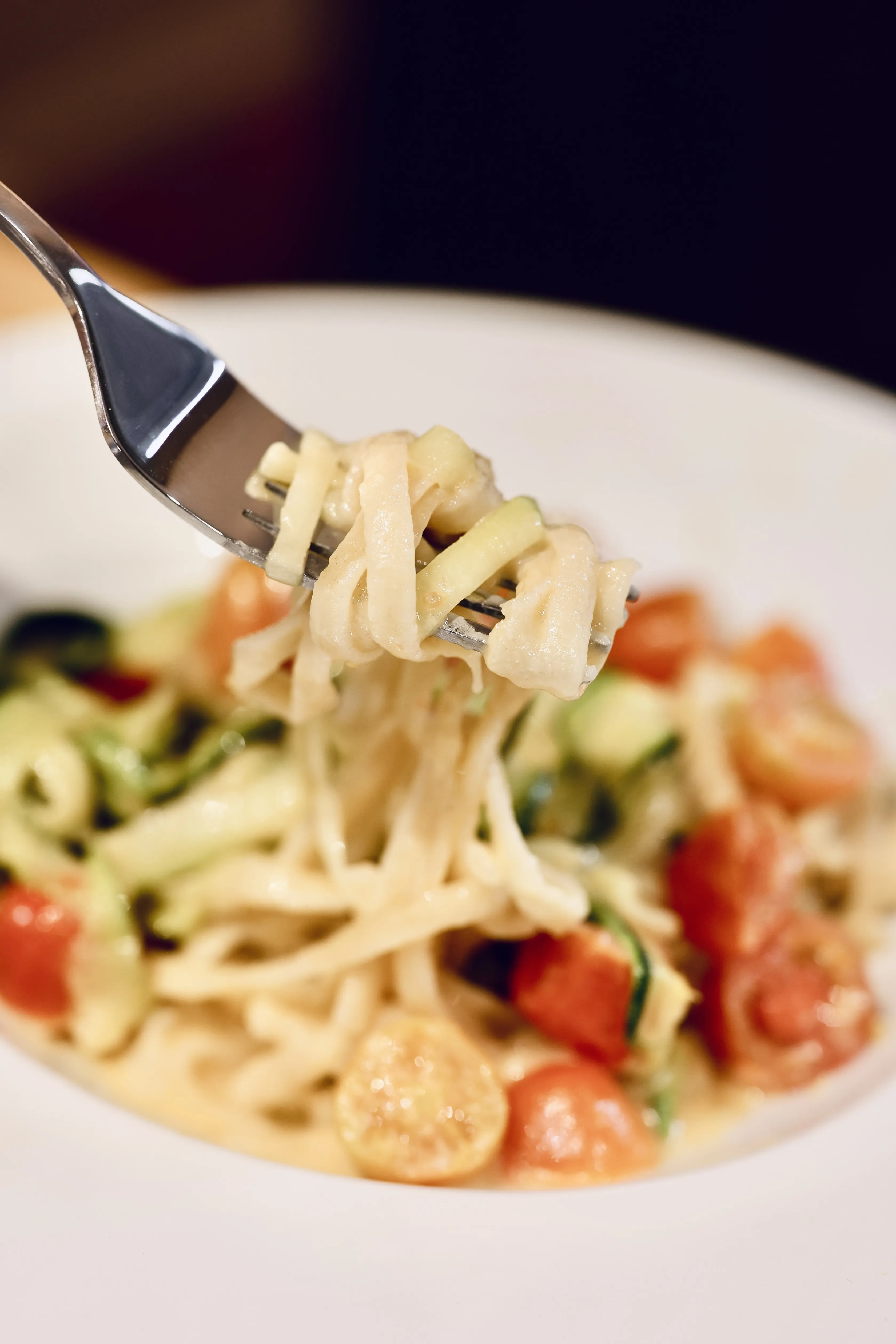 Færdig pasta serveret